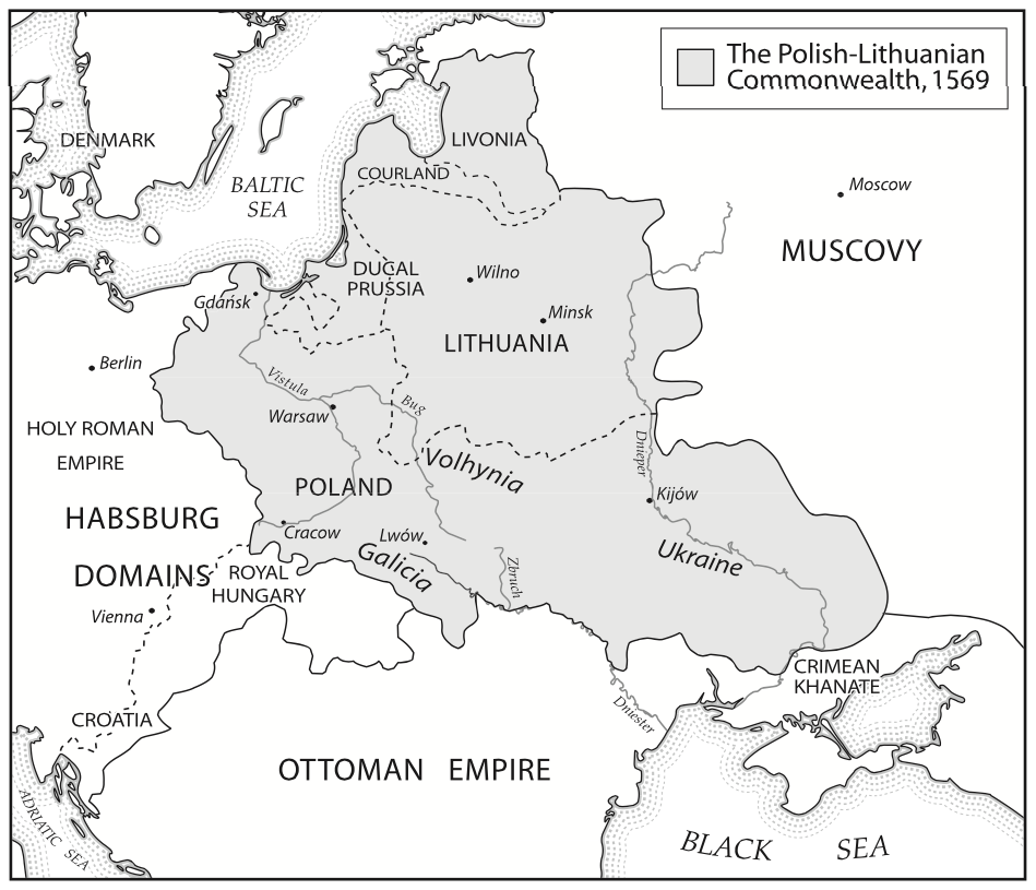 1569 год. Украинские земли в составе Польско-литовского королевства Речи Посполитой.