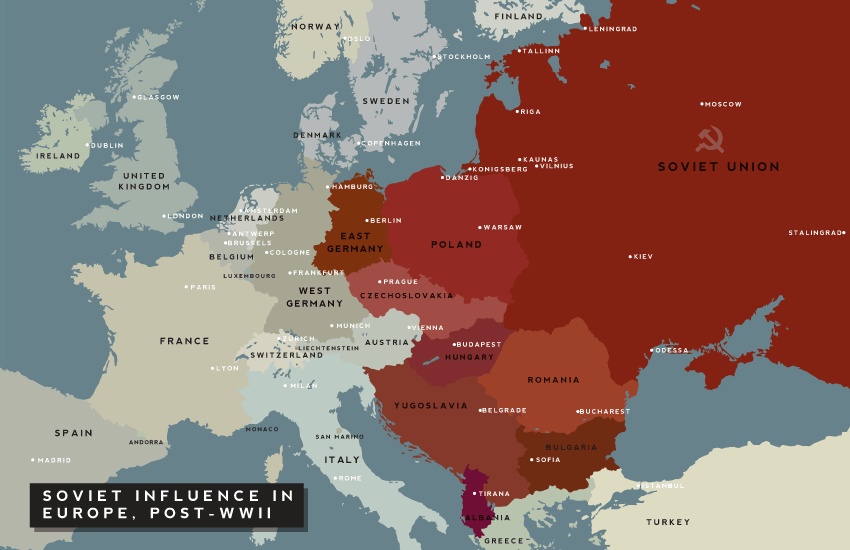 Территория Европы, обращённая в коммунизм после советского освобождения. fantasticpixcool.com